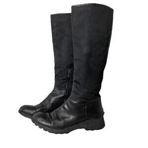 Prada 90s Y2K Combat Boots Black Leather & Vinyl Winter Snow VTG Women Sz 37 / 7